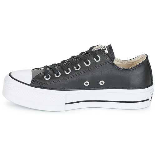 Converse - CHUCK TAYLOR ALL STAR LIFT CLEAN LEATHER OX - Noir / Blanc