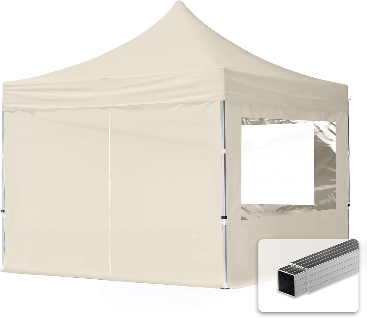 TOOLPORT Faltpavillon Faltzelt Pavillon 3x3m - 4 Seitenteile Aluminium 32mm Partyzelt 700N Creme