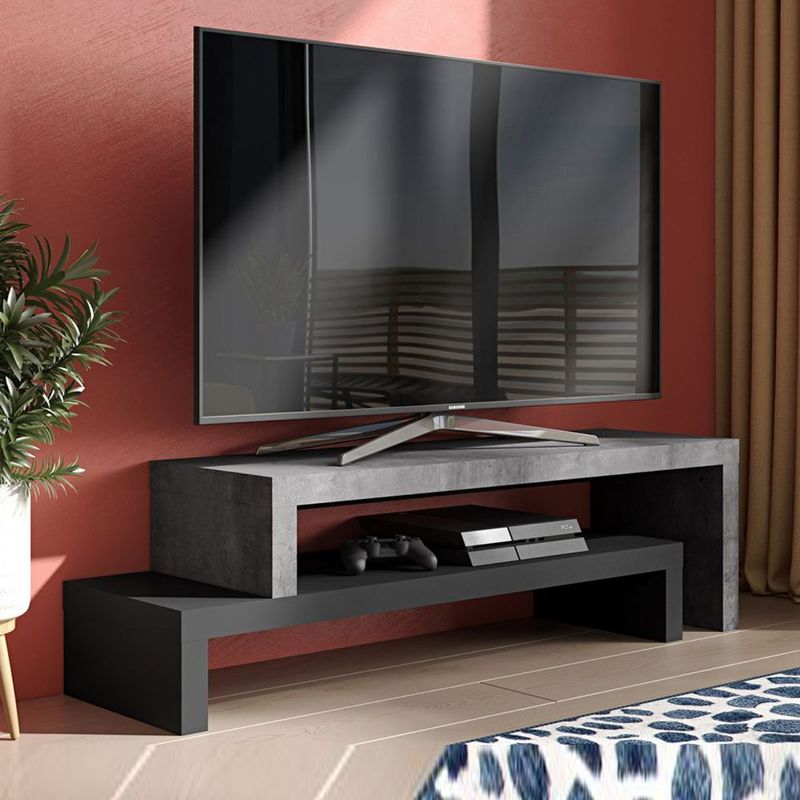 Temahom - 9000.63957 - Tv-meubel Cliff 125/235 X 38 X 20/40 C - Melamine-effect en Zwarte Lak