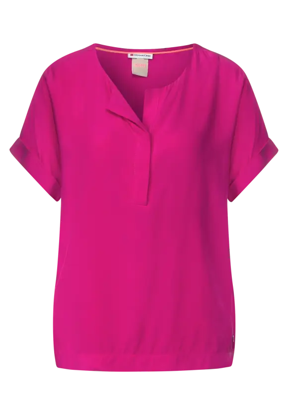 Bluse mit Klappenkragen - nu pink