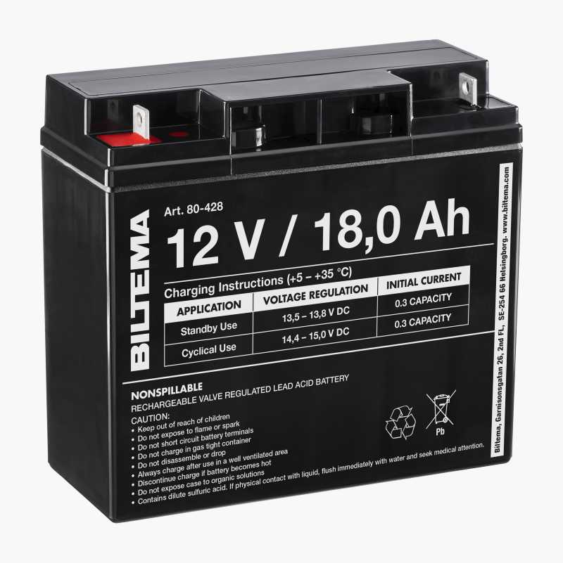 Blybatteri, 12 V, 18 Ah, 181 x 76 x 167 mm