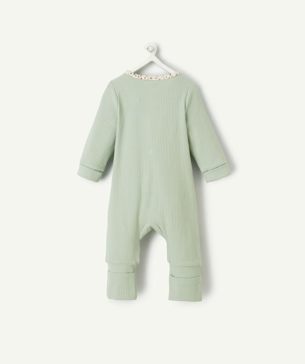 dors bien transformable bébé en coton bio vert côtelé avec coeur