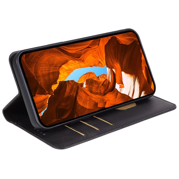 iPhone 16e Leder Tasche Flip Cover mit Kartenfächer im Vintage Look - Schwarz