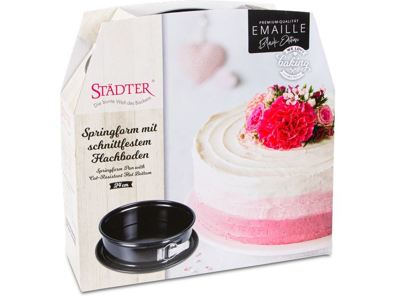 Städter Springform Emaille mit Flachboden, 24 cm Backform für Kuchen