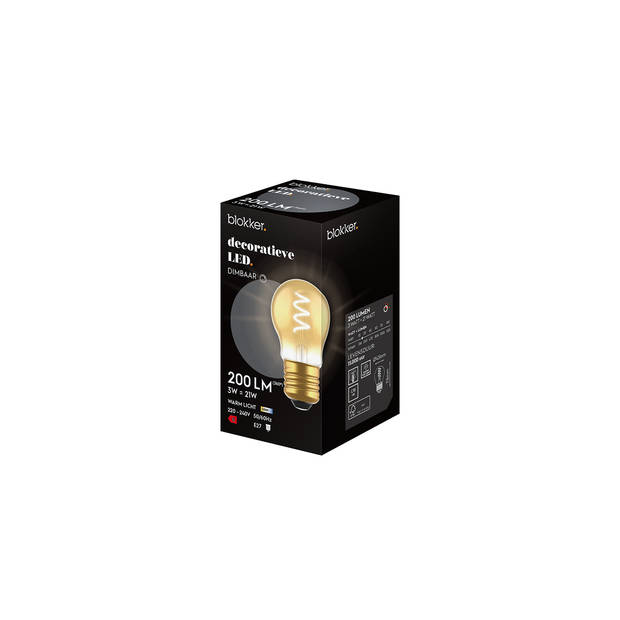 Blokker LED Kogel G45 - 3W - E27 - Spiraal Goud - Dimbaar