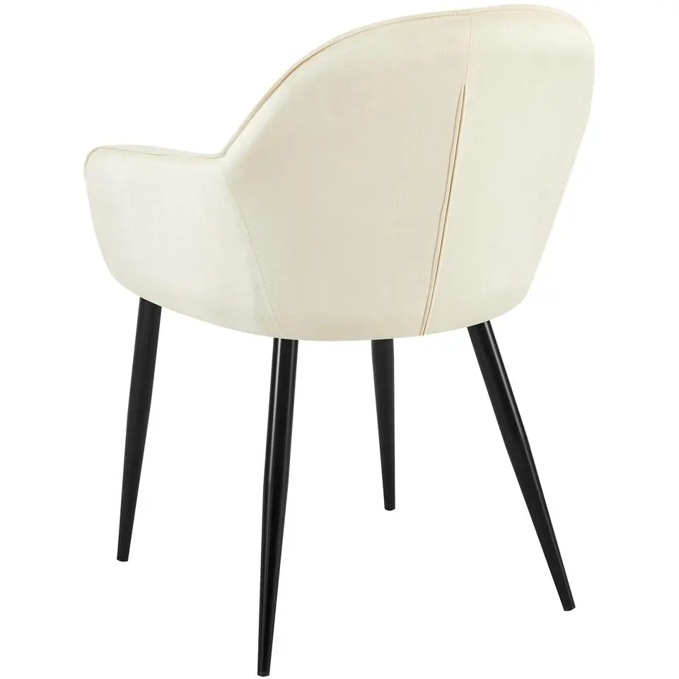 CLP Eetkamerstoel Boise mat zwart Frame - Fluweel - creme