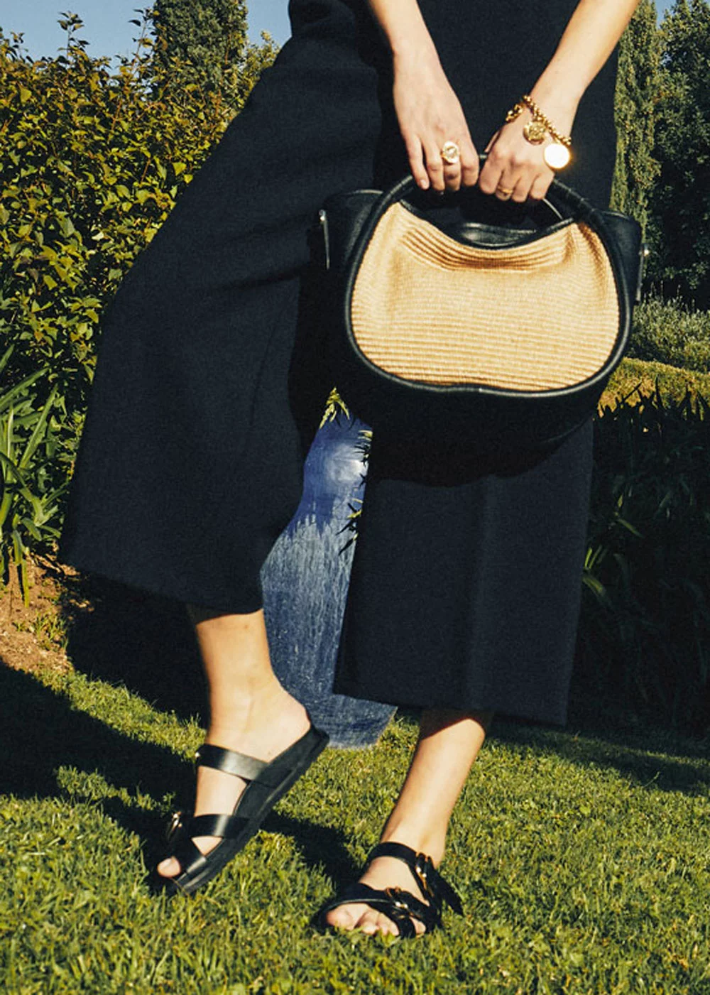 SANDALE VELASQUEZ DOUBLE BOUCLES CUIR NOIR