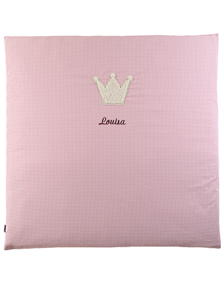 Personalisierte Krabbeldecke KRONE rosa (Farbe: weiss)