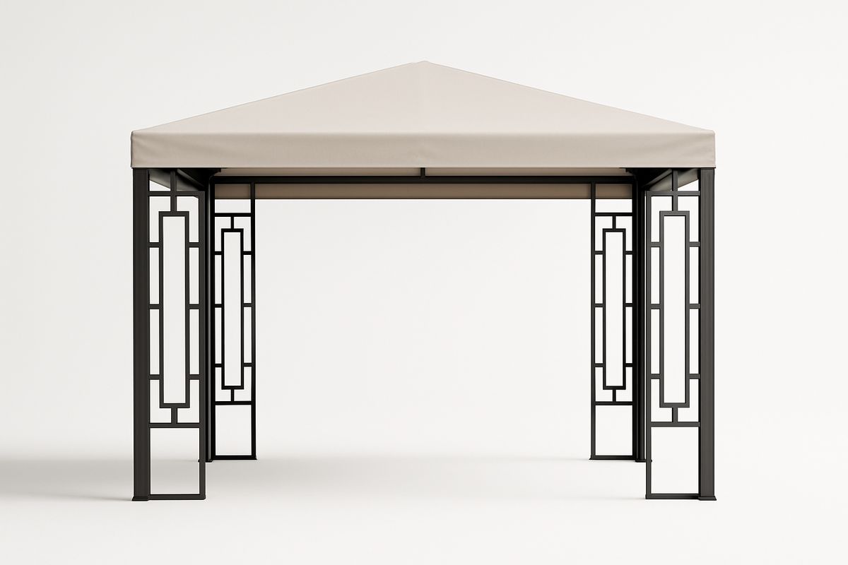 Pavillon mit Stahlrahmen 3x3m Beige Polyester
