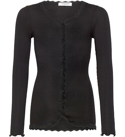 Rosemunde Cardigan - Rib - Weiß - Schwarz m. Spitze