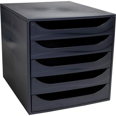 Exacompta Ecobox - Module de classement 5 tiroirs - noir