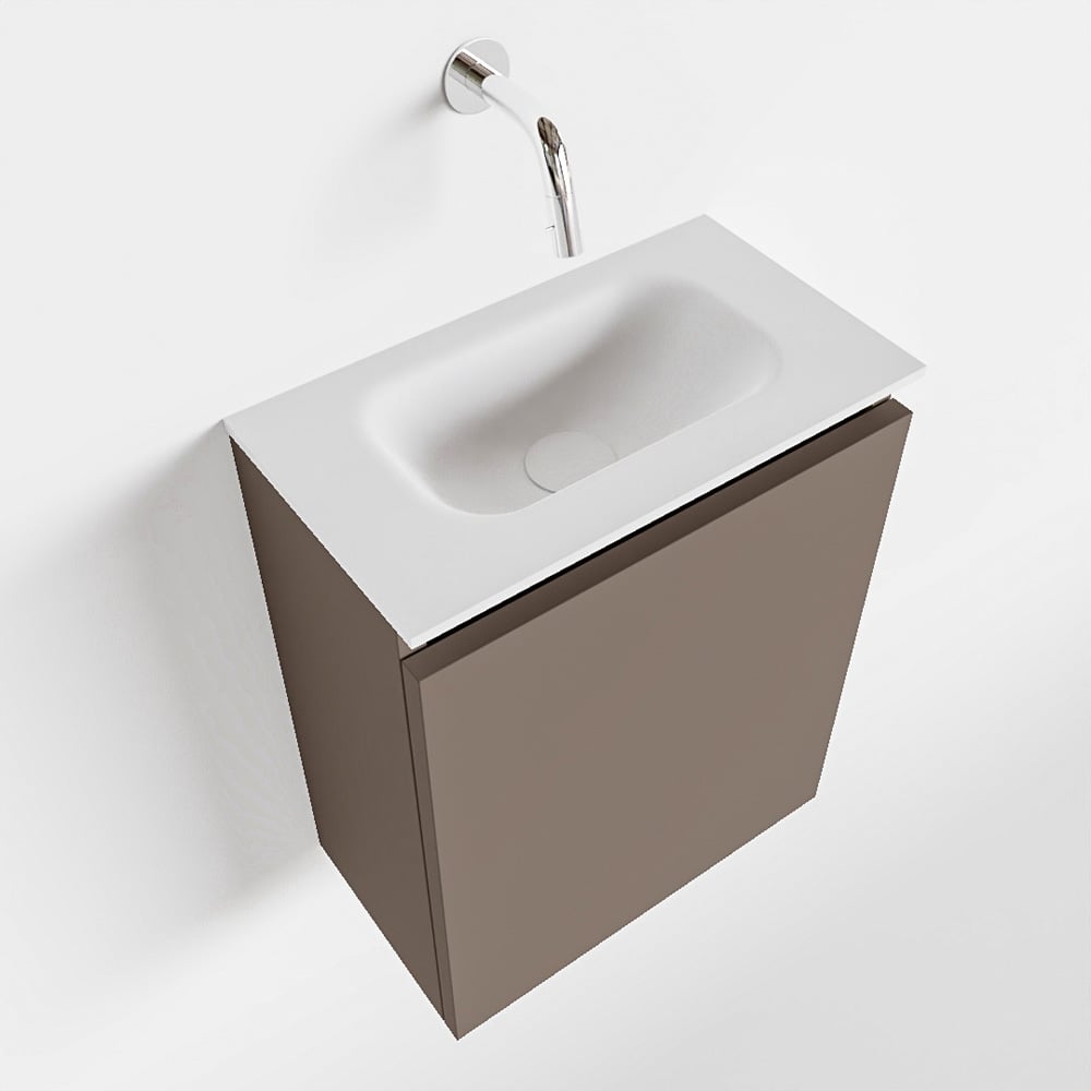 Mondiaz Ture 40cm toiletmeubel smoke met wastafel talc midden geen kraangat