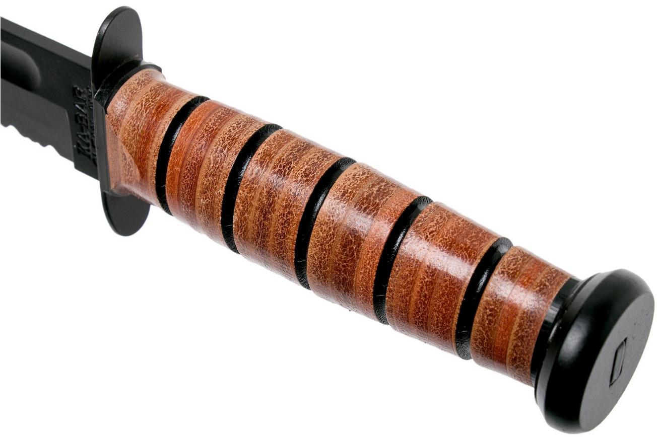 KA-BAR USMC 5018 deels gekarteld, leer, kunststof foedraal