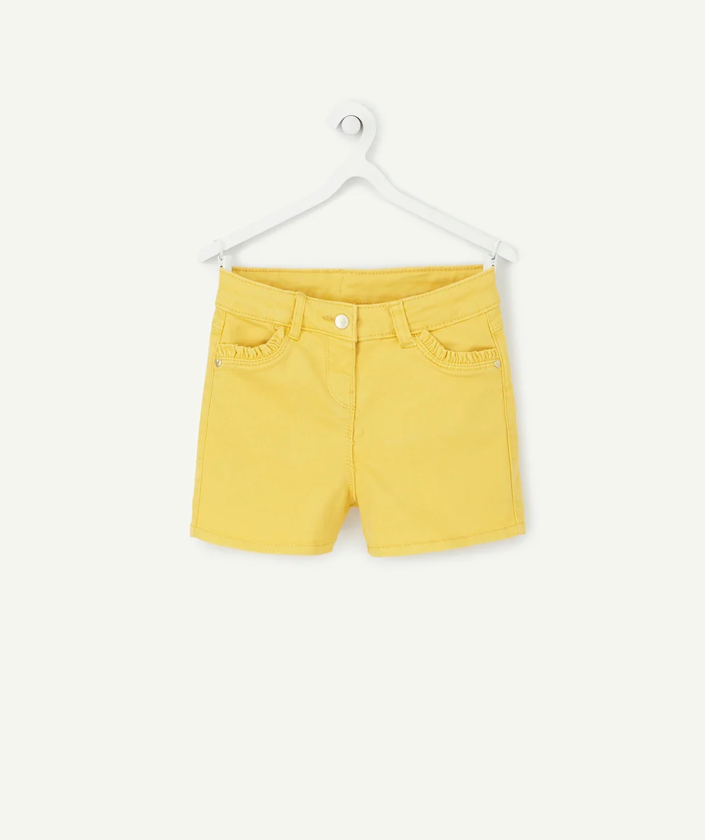 SHORT DROIT EN DENIM JAUNE FILLE AVEC DÉTAILS VOLANTÉS