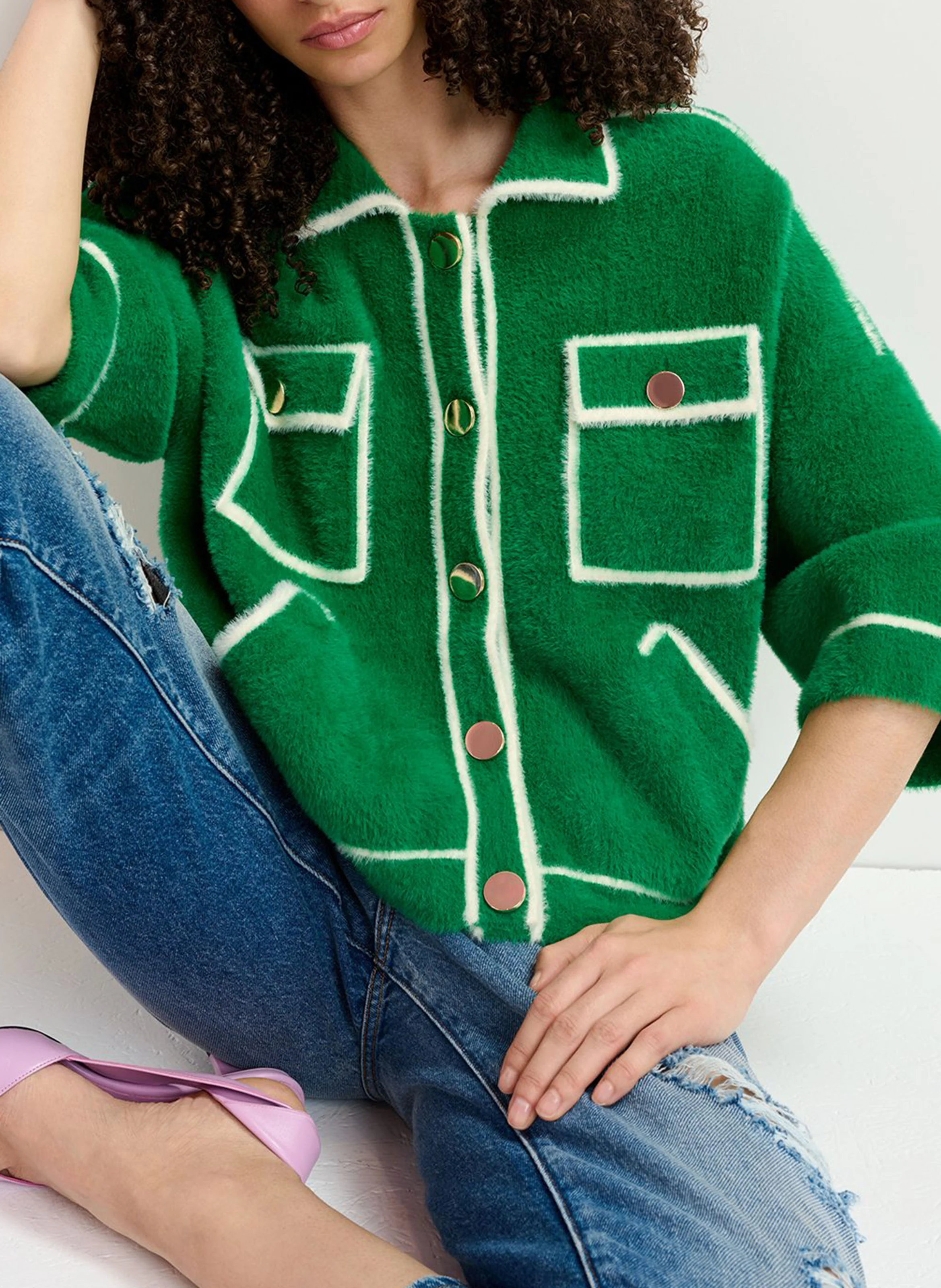 GALENA - Gilet col classique| Vert