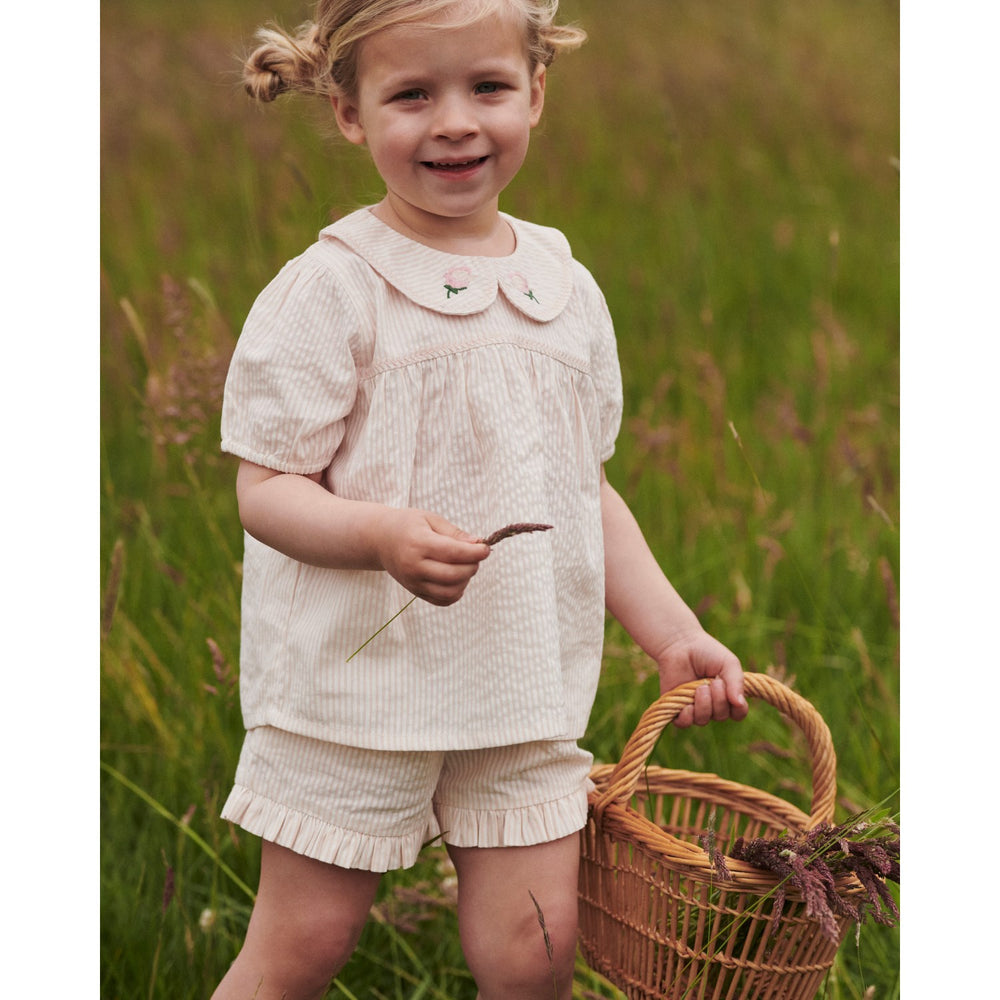 Køb COPENHAGEN COLORS Dusty Rose W Cream Stripe Seersucker Bluse W. Krave