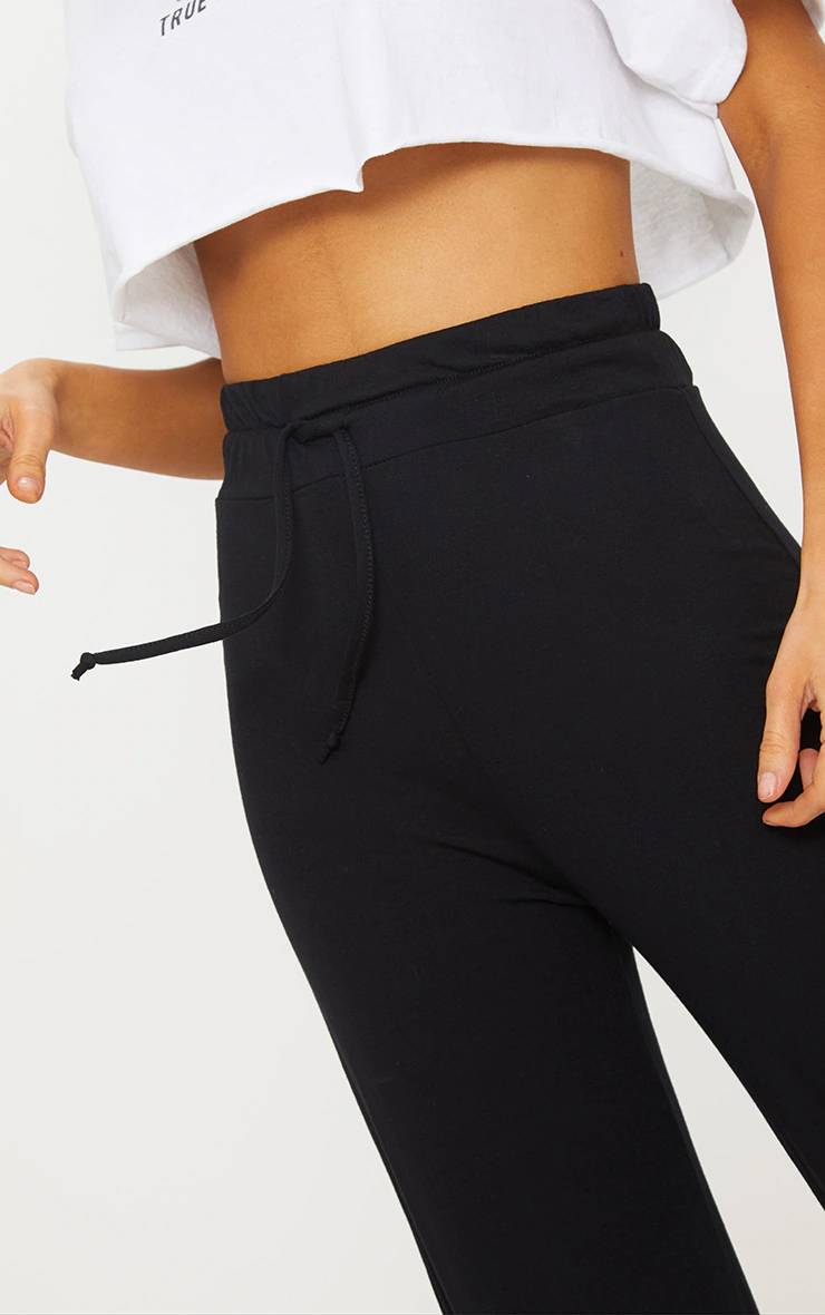 Noir Pantalon Large En Jersey À Cordon De Serrage