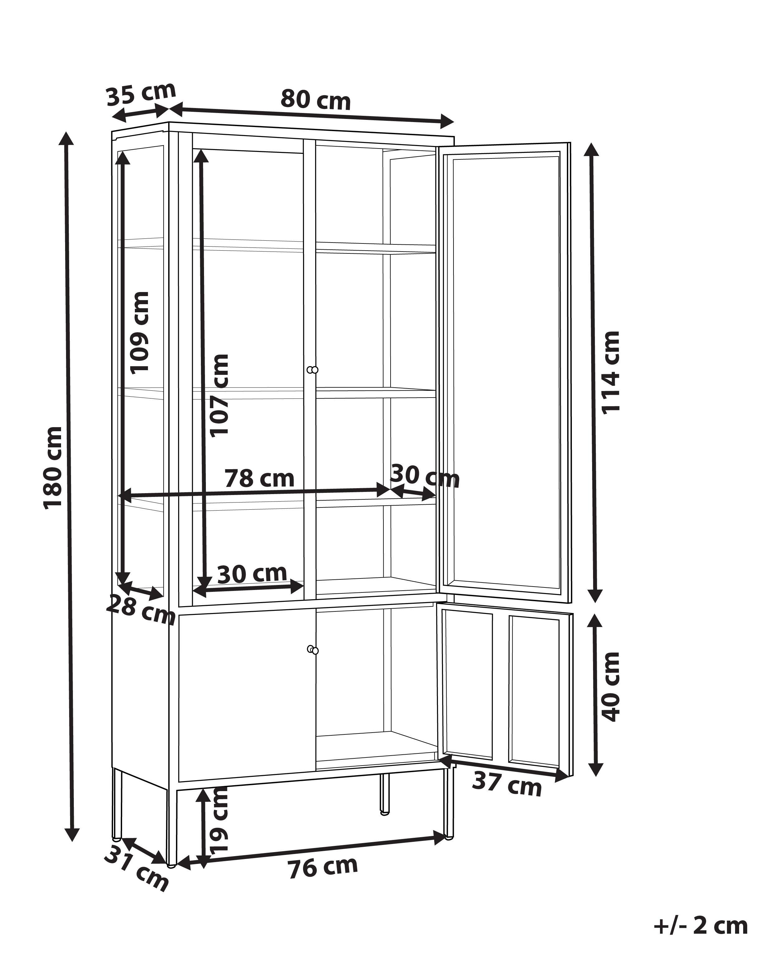 Glazen vitrinekast OXTED Metaal 80 cm Zwart