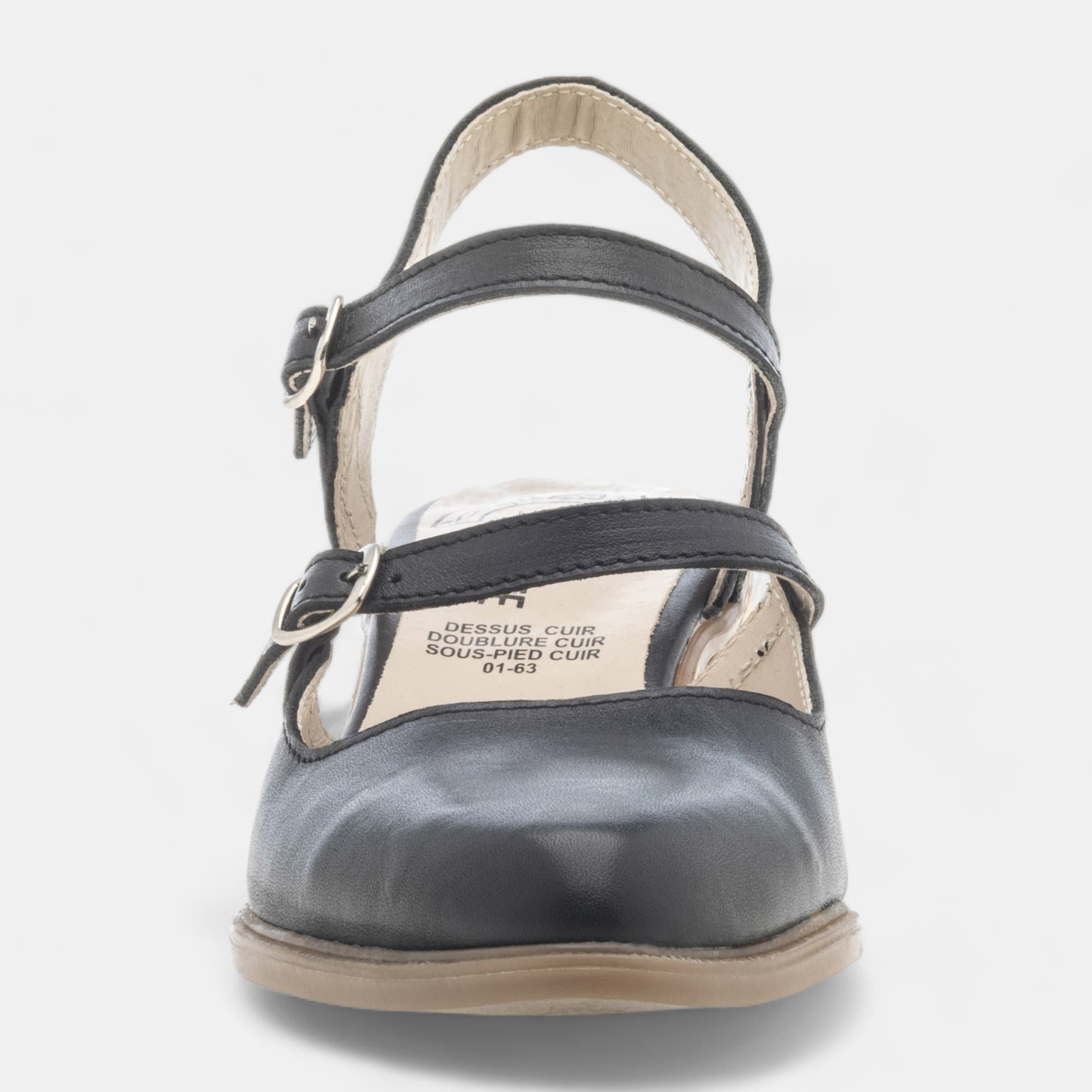 Escarpins avec bride arrière Femme en cuir noir