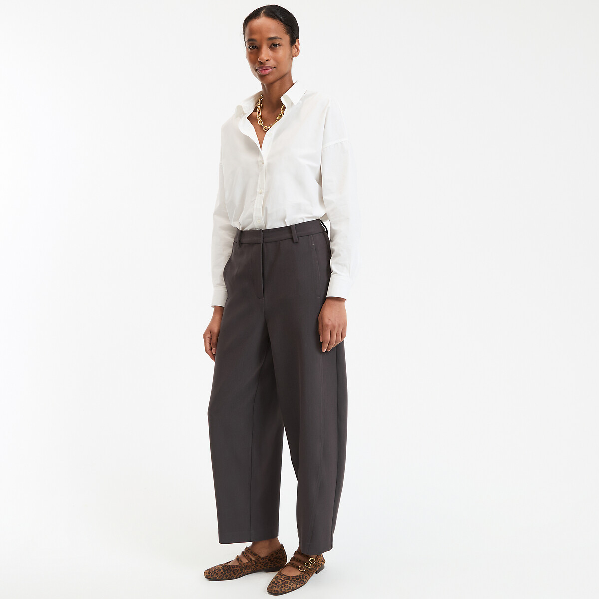 COLEÇÃO LA REDOUTE<br>Calças de perna larga 7/8 em poliviscose