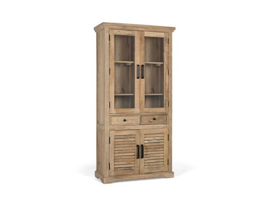 GINER Y COLOMER - Vitrine bois de manguier , verre et deux tiroirs-180x90x40