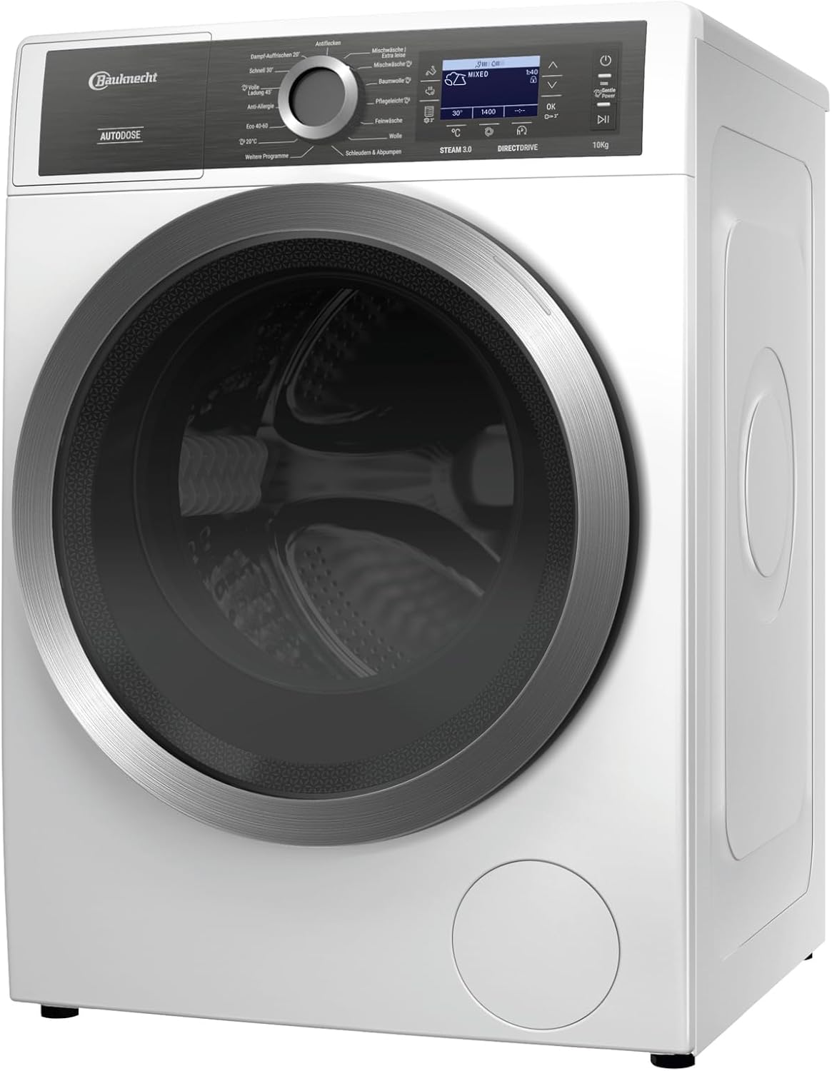 Bauknecht B8 09AD SILENCE DE Waschmaschine Frontlader/Gentle-Power/Energieeffizienklasse A-30 Prozent/Besonders leise Waschmaschine/AutoDose/Steam-Hygiene, Refresh,-Finish/Volle Ladung 45 Min.