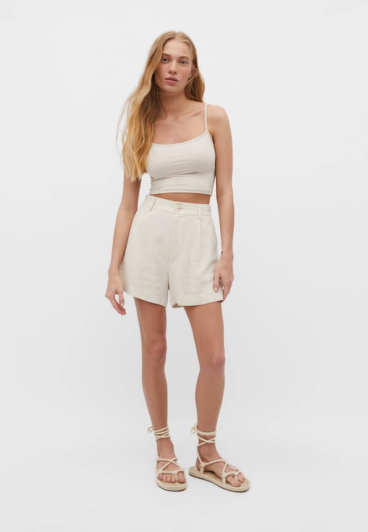 Top cropped de alças finas