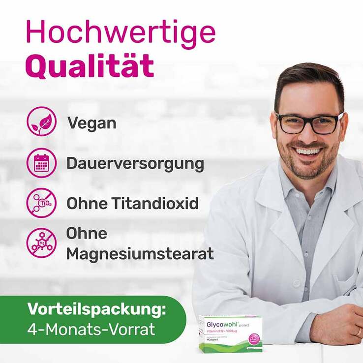 Glycowohl Vitamin B12 1000 µg hochdosiert vegan Kapseln , 120 St