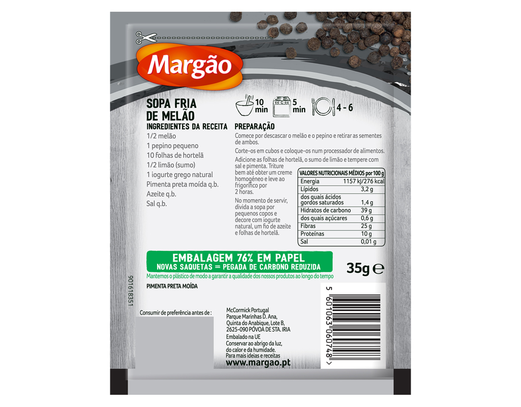 PIMENTA MARGÃO PRETA MOÍDA SAQUETA 35G