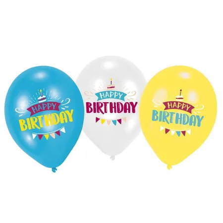 amscan Latexballons Happy Birthday mehrfarbig, 6 Stück