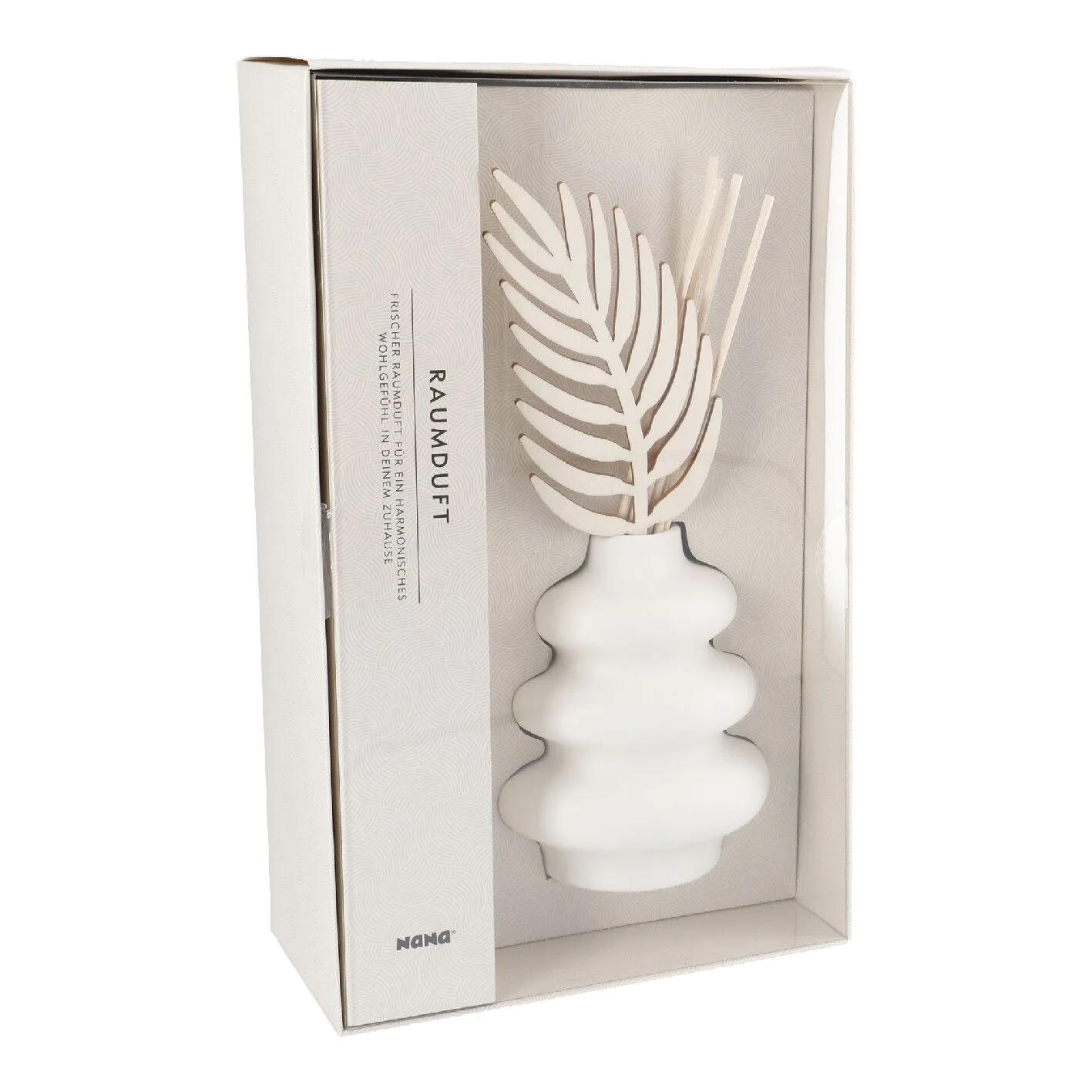 Raumduft Vase mit Blatt, weiß, 150 ml