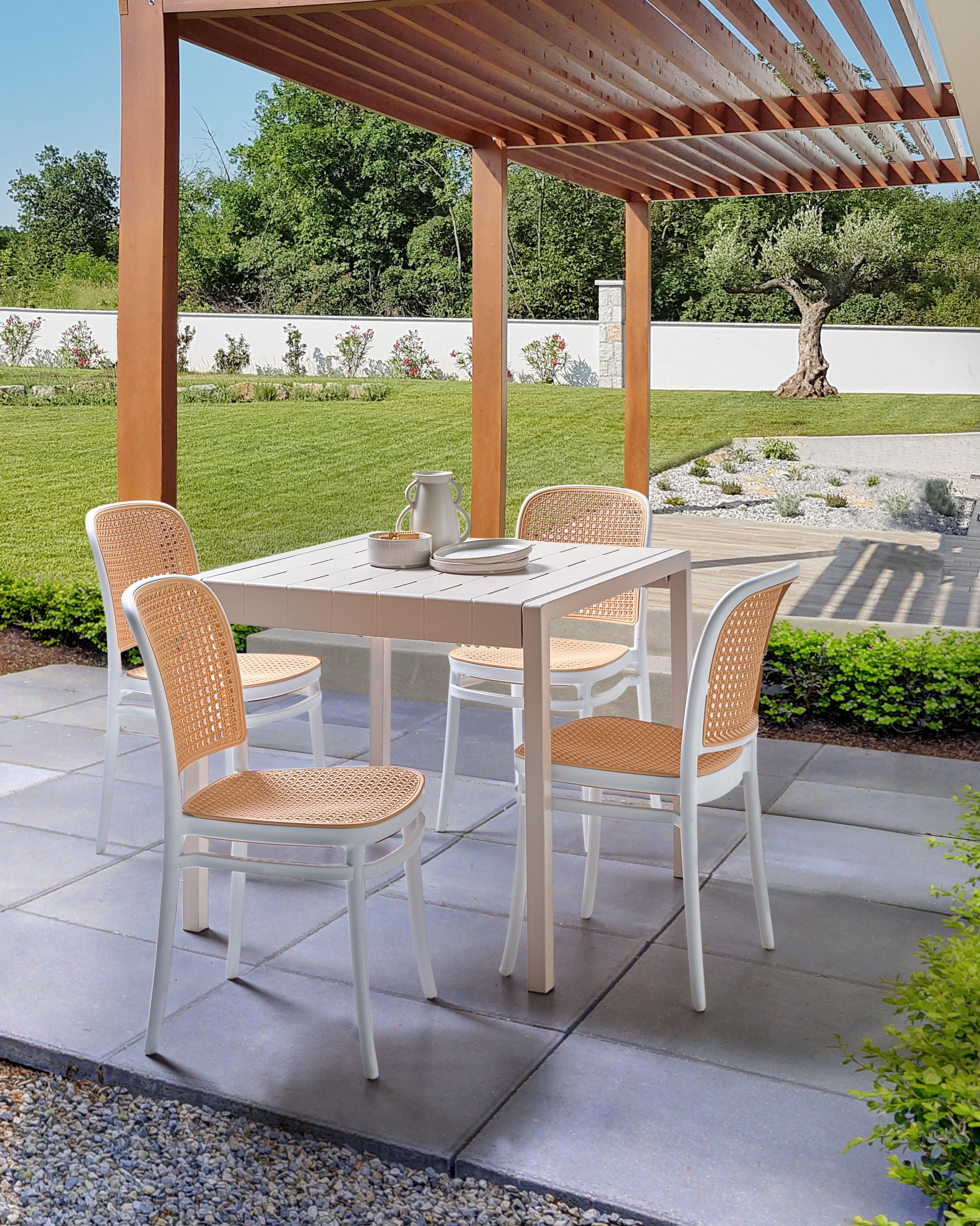 Set van 4 tuinstoelen PLOSE Wit/beige