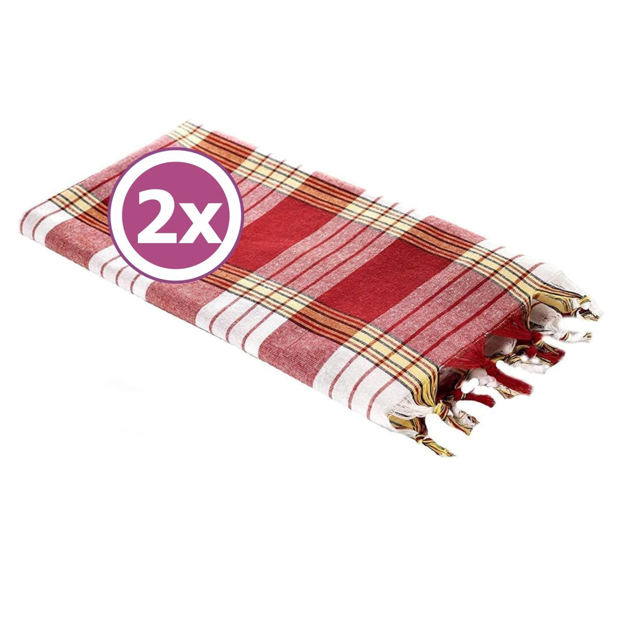 Carenesse Hamamtuch Classic Doppelpack Karo rot, 80 x 170 cm