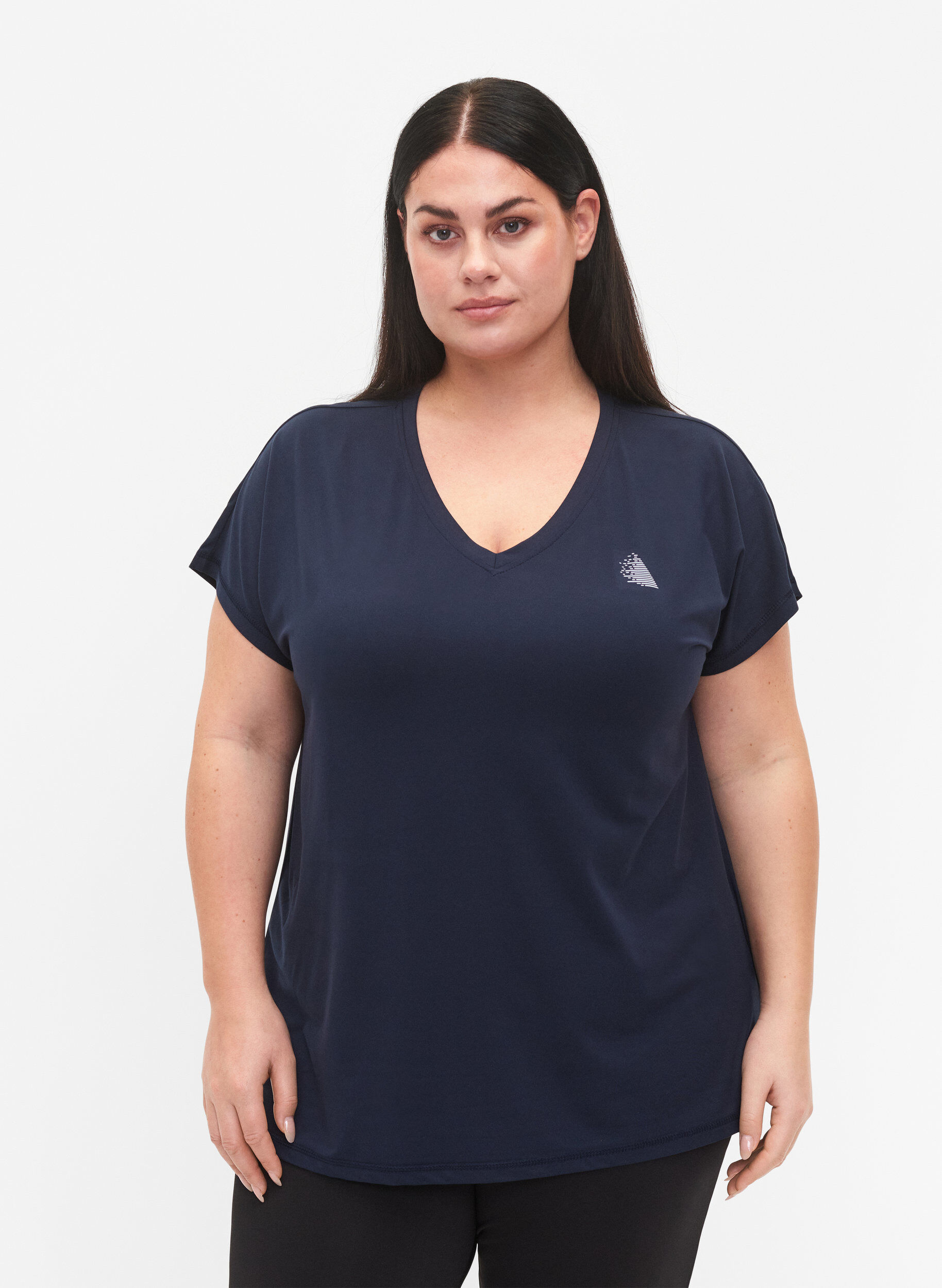 Løs trænings t-shirt med v-hals