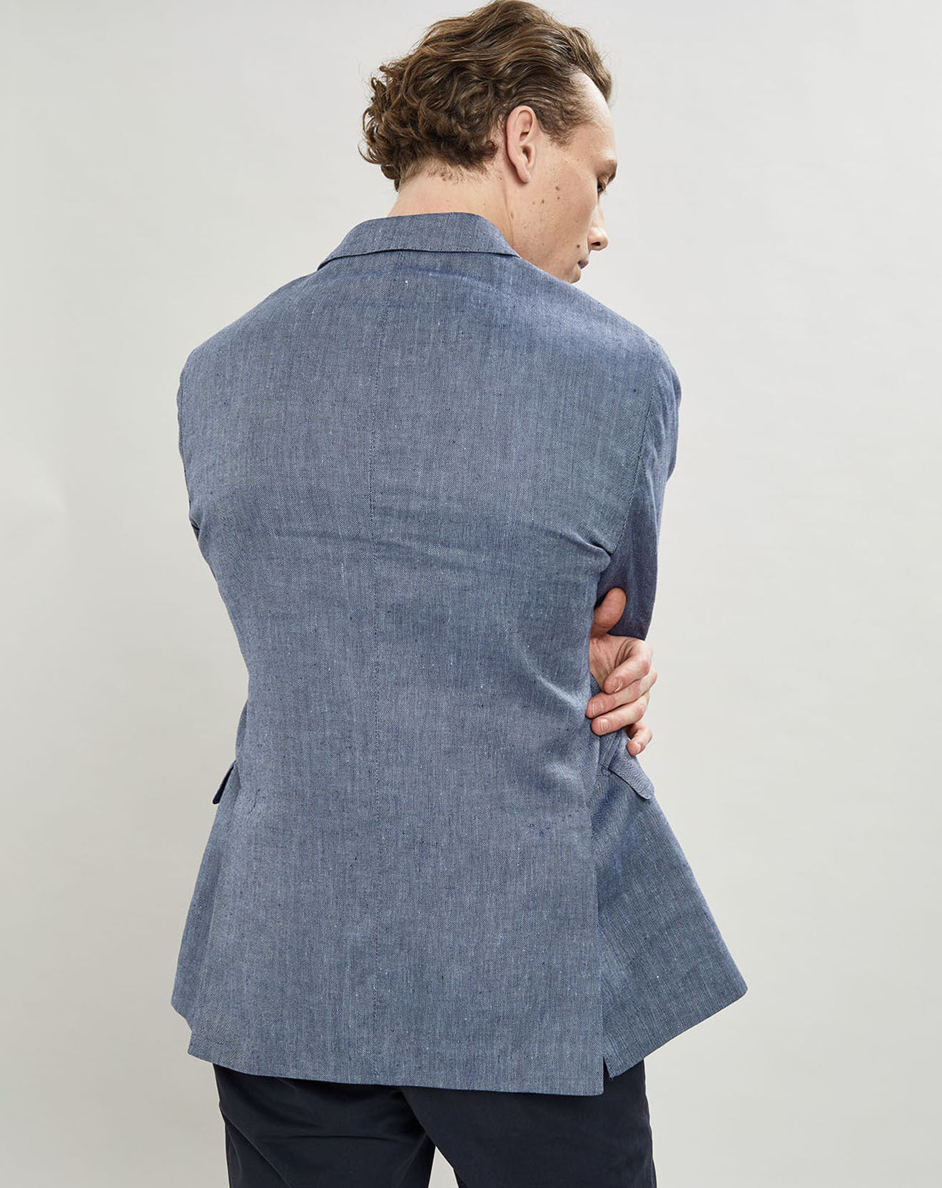 Hackett London Veste en Lin mélangé Armur imprimé chevon  bleue