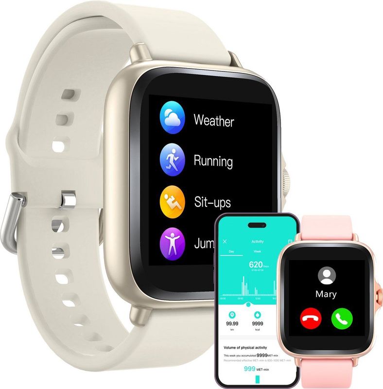 Bluetooth Smart Watch - Zwart - Kunststof - Volledig Touch Display