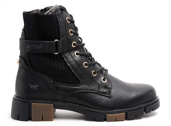 Mustang boots bottine plates femme 1443502 noir