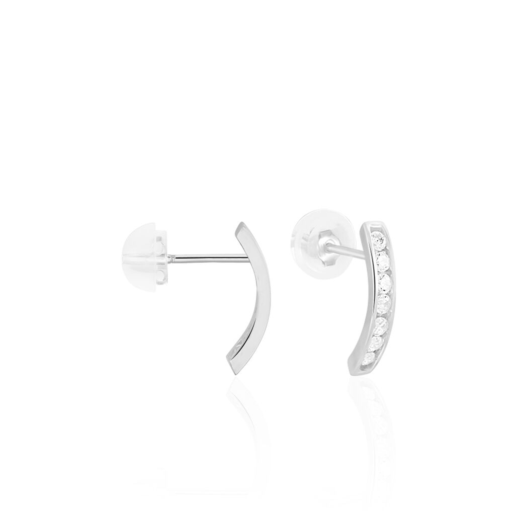 Créoles Jacoba Rondes Or Blanc Oxyde De Zirconium