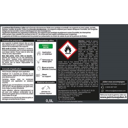 Peinture microporeuse 0,5 L Extérieur Bois Satin - Gris Anthracite RAL7016