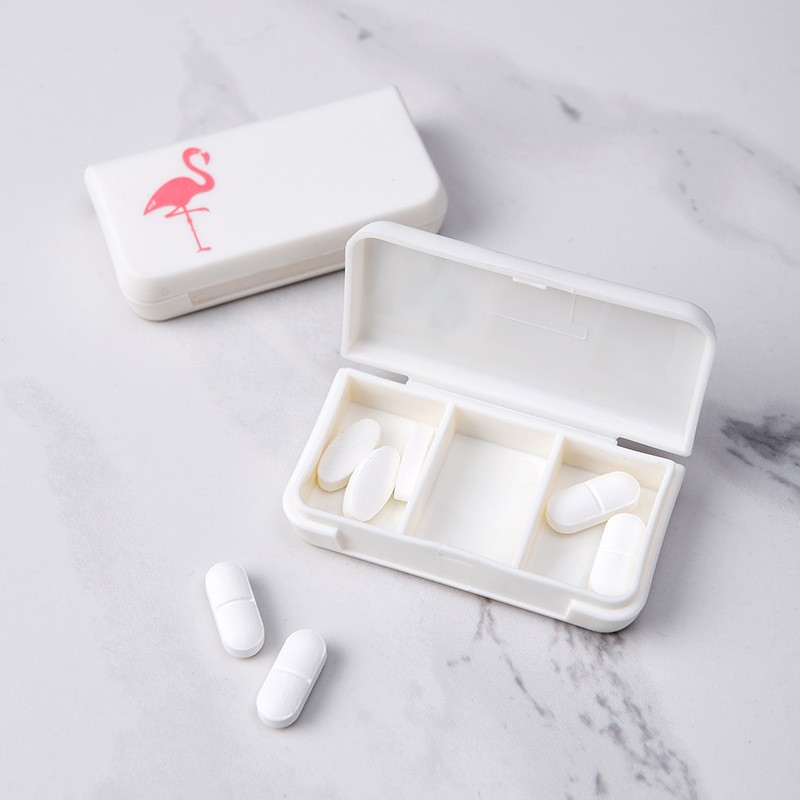 (6.5cm) Medikamenten Dosierer 3 Fächer Dosett Tablettenbox Supplements Pillendose Tablettenspender - Blatt