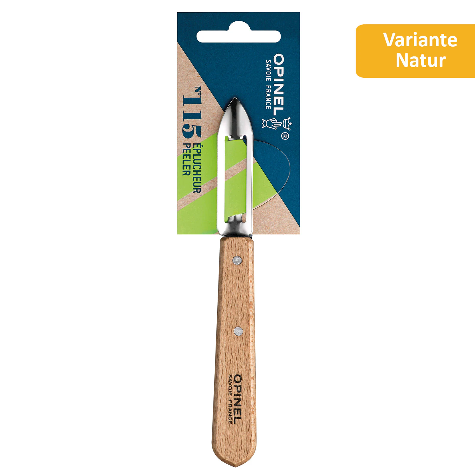 OPINEL Sparschäler 115 Gemüse Spargel Schäler Kartoffelschäler Holz links rechts Farbe: natur
