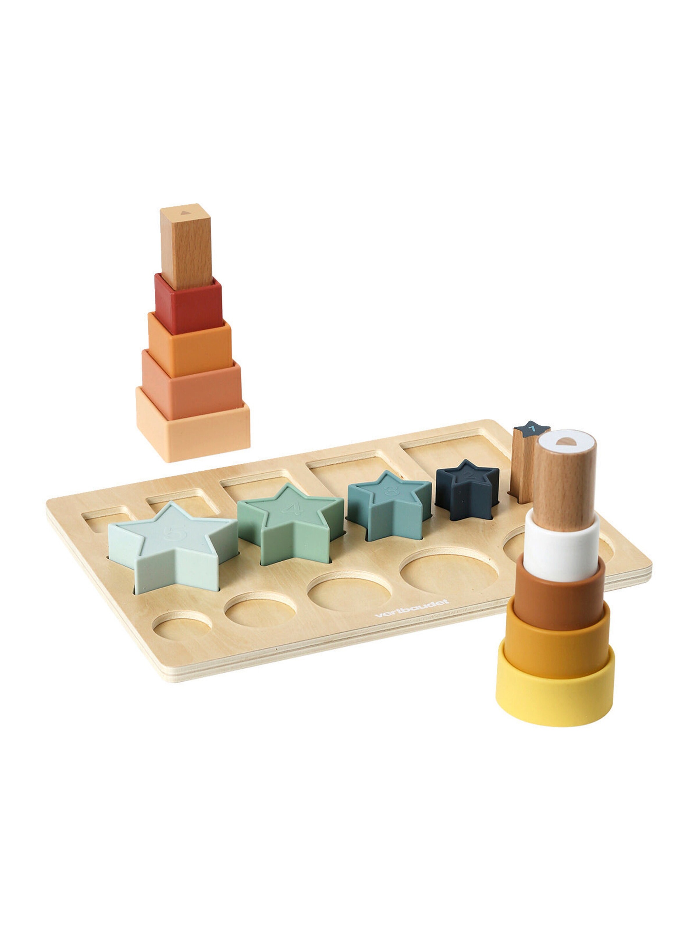 Vertbaudet Baby Formen-Puzzle, Silikon/Holz FSC® mehrfarbig