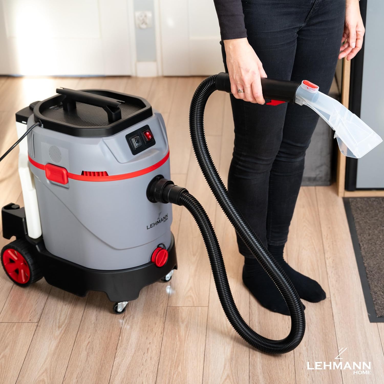 LEHMANN Primewash 2800 Waschsauger, Profi Teppichreiniger & Polsterreiniger mit Heißwasser 60°C, Nass- & Trockensauger mit 35 L Tank, Sprühextraktionsgerät für Textilien & Böden, Grau
