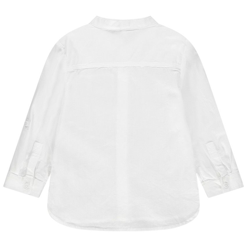Chemise manches longues uni à col mao - Blanc