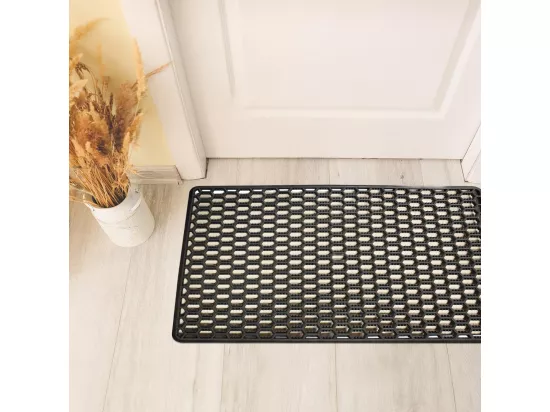 Paillasson 45x75 tissé en pvc motif géométrique VINYLE noir