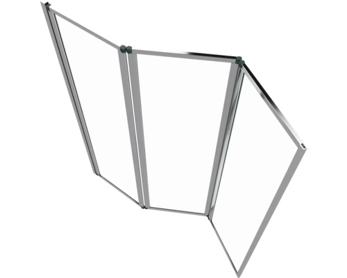 Badscherm 3-delig Aurlane Triple 143 x 125 cm helder glasprofiel kleur chroom FAC276