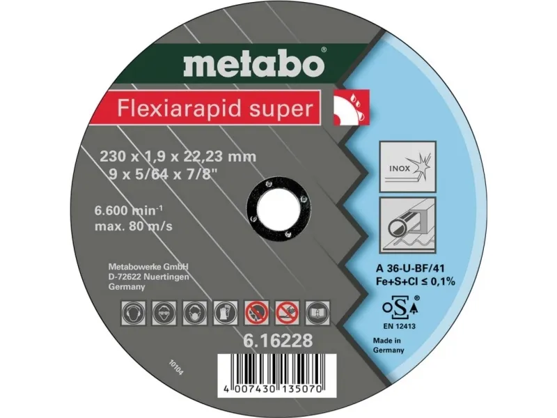 Metabo 616228000, Skæreskive, Rustfrit stål, Metabo, 2,22 cm, 23 cm, 1,9 mm