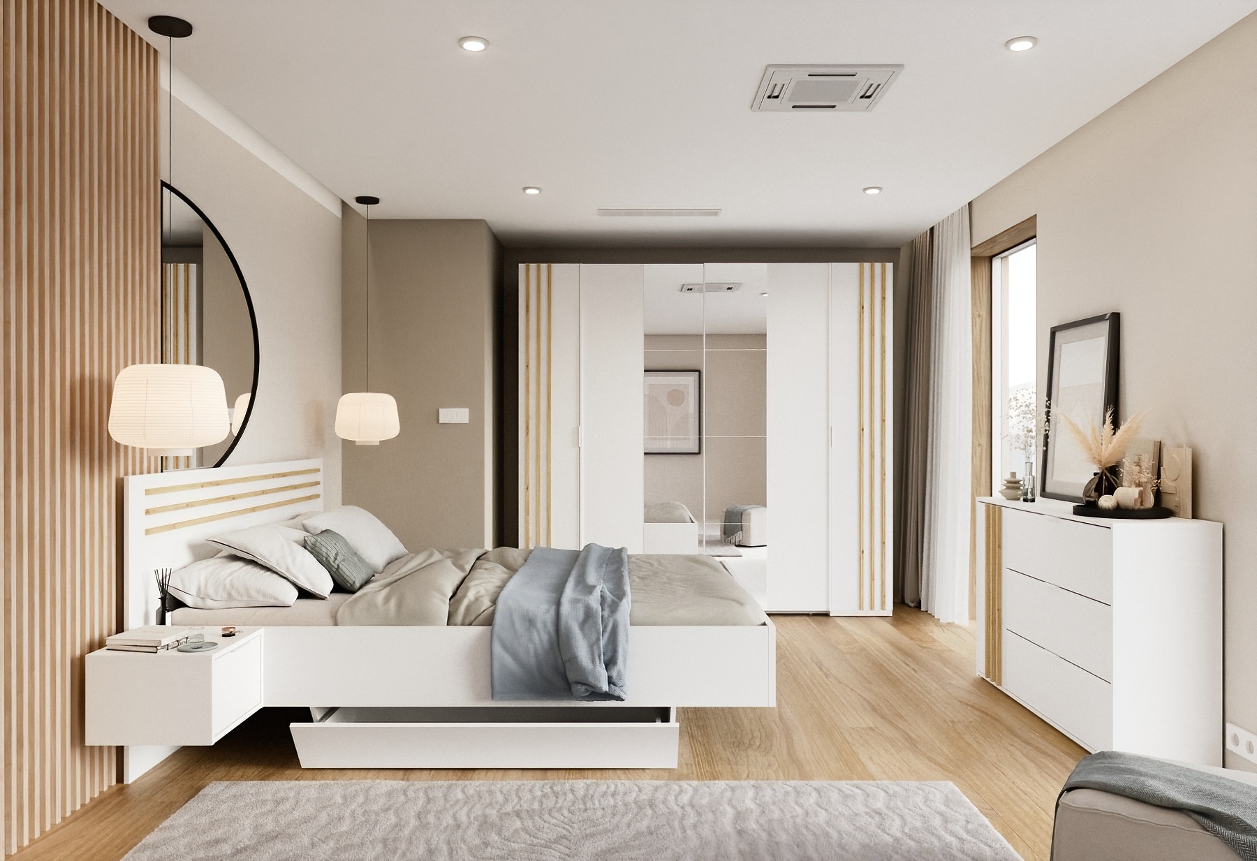 Home affaire Bett »Bettgestell Calera mit zwei Nachttischen (Schlaffläche 180x200 cm)« Set, Bett mit 2 Nakos und 2 Schubladen,  Bettgestell, mit Schubladen, BxTxH 265x204x96 cm