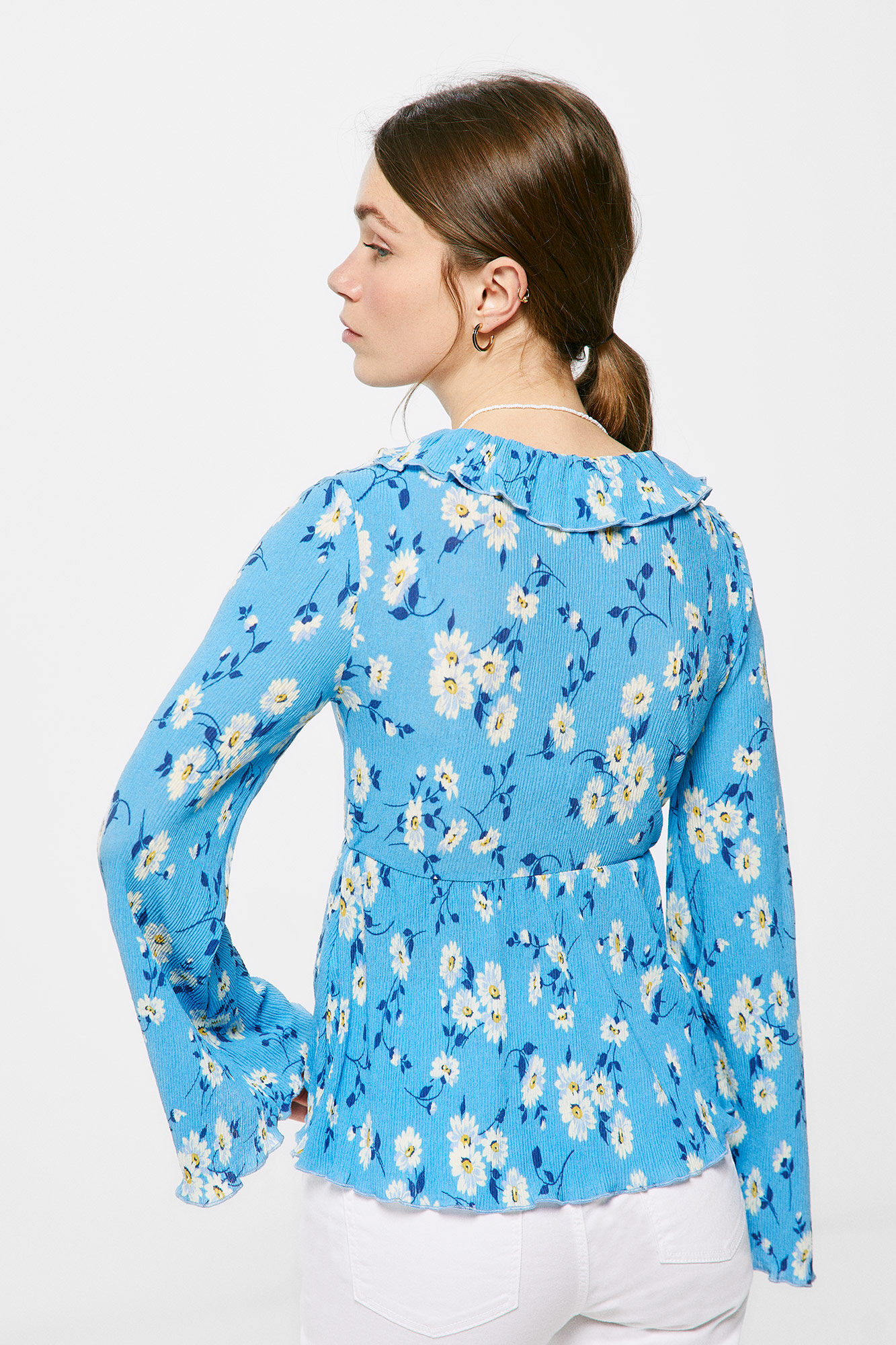 Blusa em crepe de poliéster - Estampa turquesa