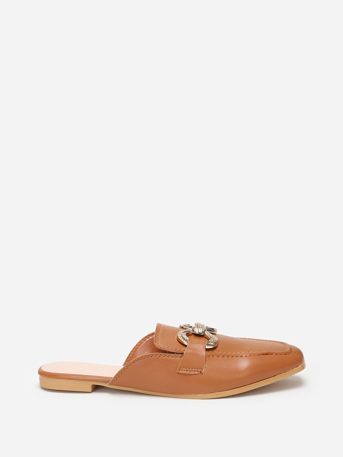 Mules mocassins à boucles- Camel